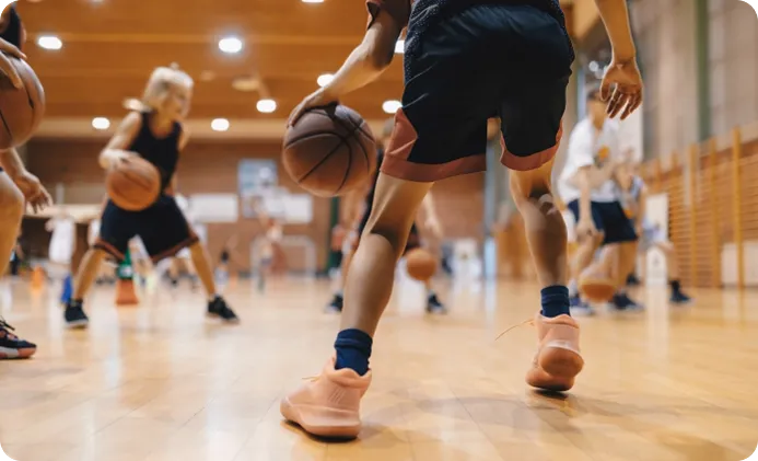 basketball players on a court